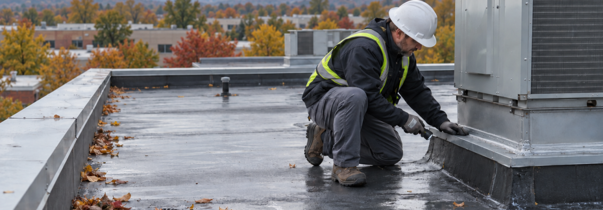Roof inspection in autumn