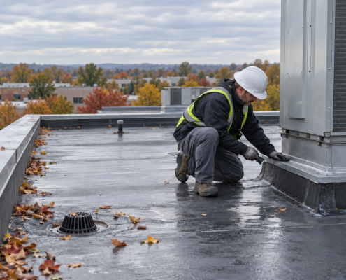 Roof inspection in autumn